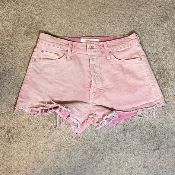 Mother Denim The Tomcat Kick Fray Shorts Pink Size 28 Cutoff Jean Shorts - Picture 3 of 7